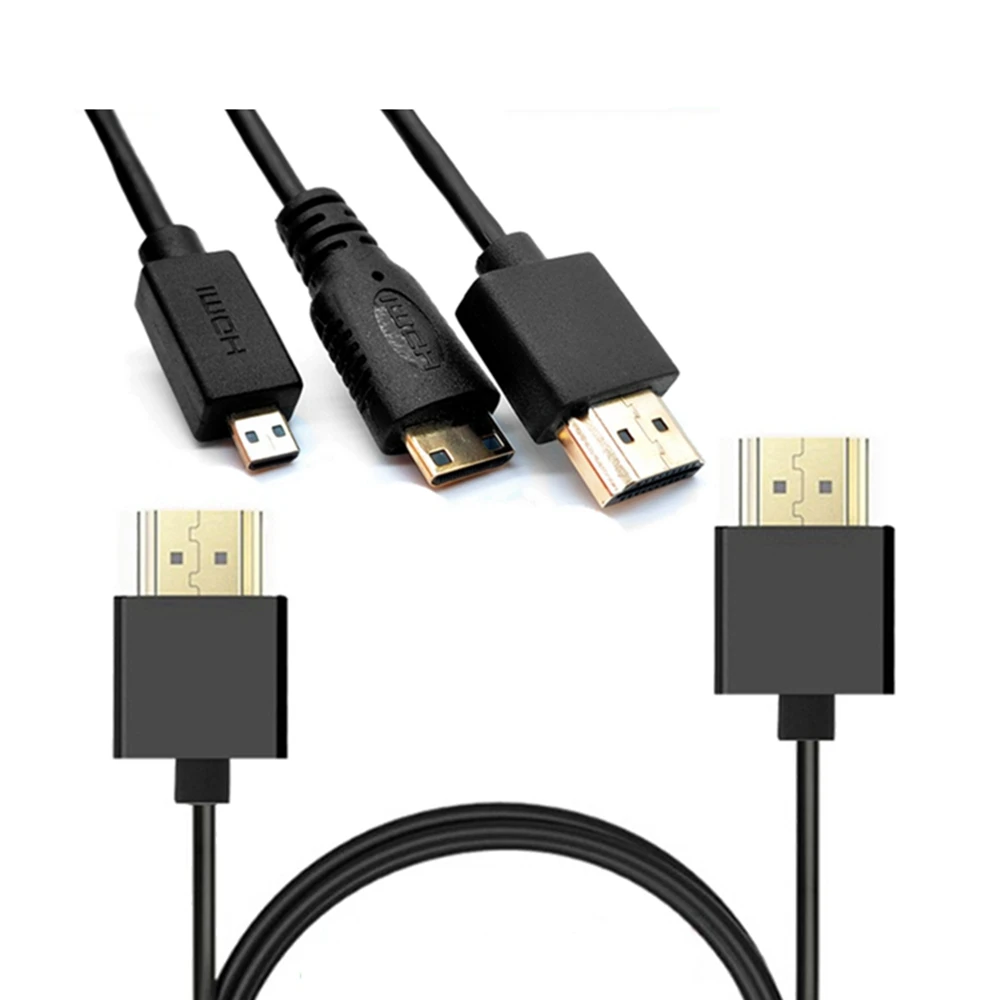 0,3 M 0,6 M OD 3,0mm Super Weiche Micro HD-kompatibel & Mini HD-kompatibel männlichen Dünnen kabel 2k 4k hd @ 60hz Licht-gew