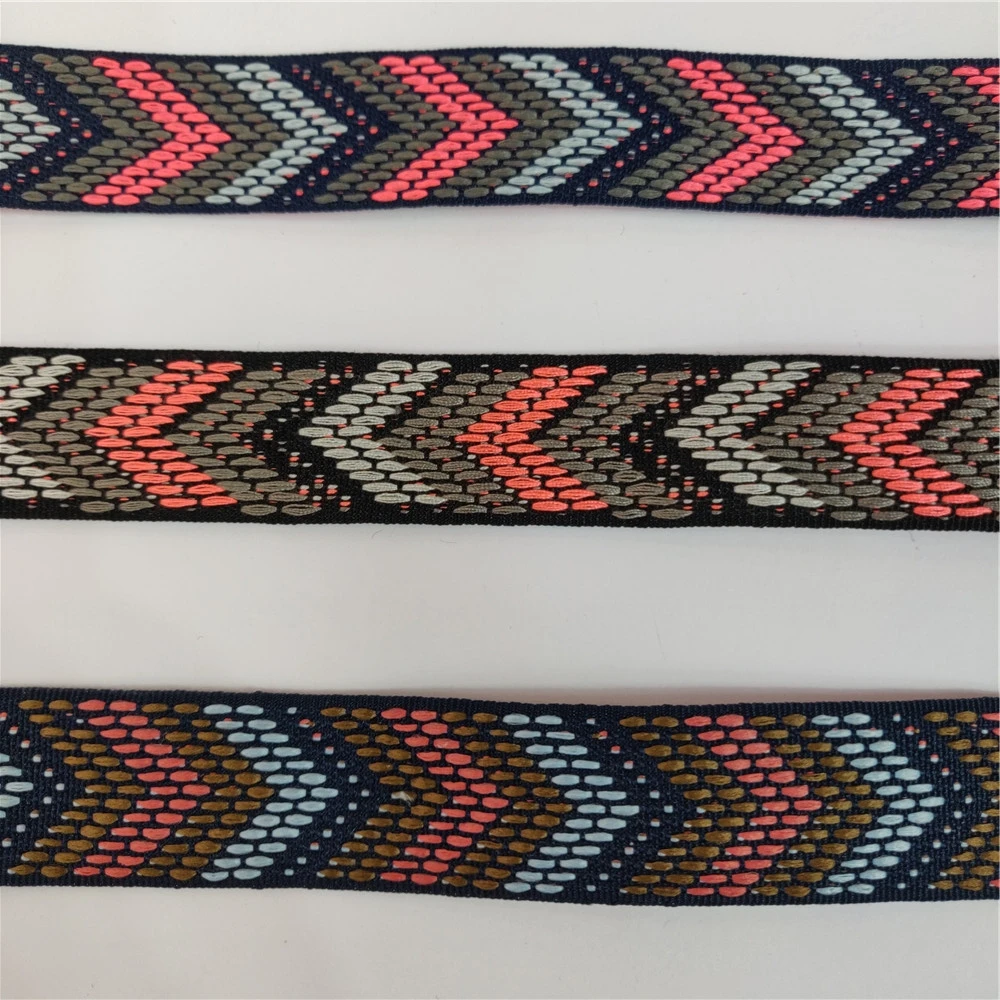 1 Meter Polyester Colorful Geometric Single Face Jacquard Embroidered Webbing Ethnic Lace Trims Decorative Ribbon DIY Belt Strap