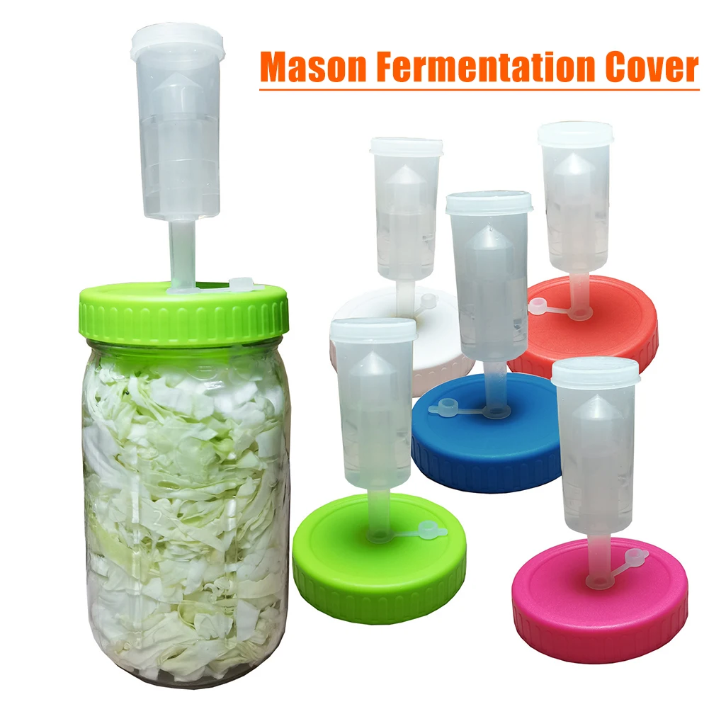 Waterless Fermenting Airlock Lids Covers with One-way Exhaust Valves for Wide Mouth Mason Jar Sealed Lid Kitchen Supplies