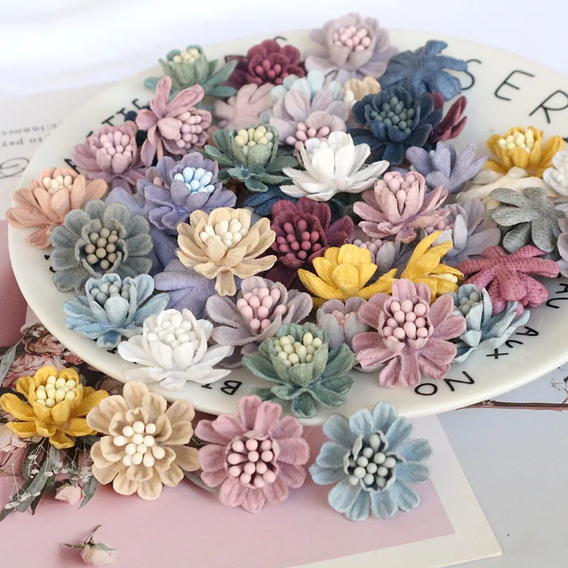10 Teile/los 2,5 CM Mini Bunte Künstliche Blume Kopf Für DIY Zubehör Kleidung Hüte Schuhe Dekoration Kopfschmuck – Detail 4