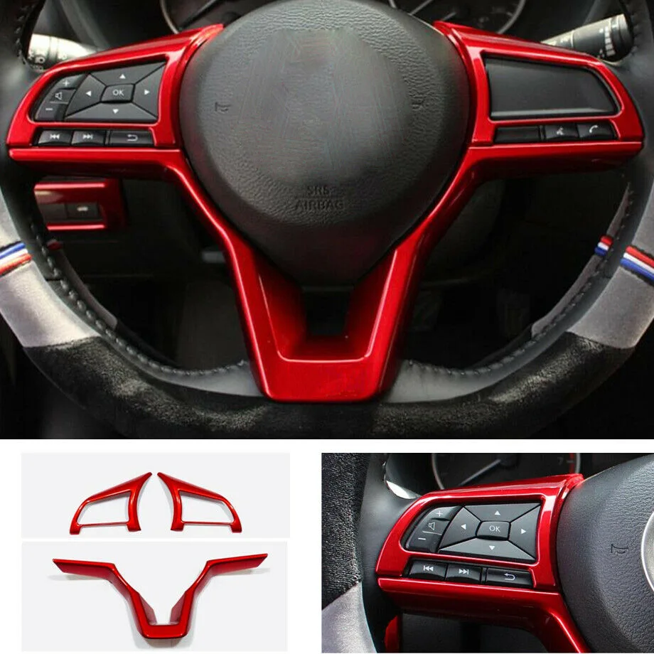 

Red Car Interior Steering Wheel Trim 3pcs For Nissan Sentra 2020 Car modification Auto parts