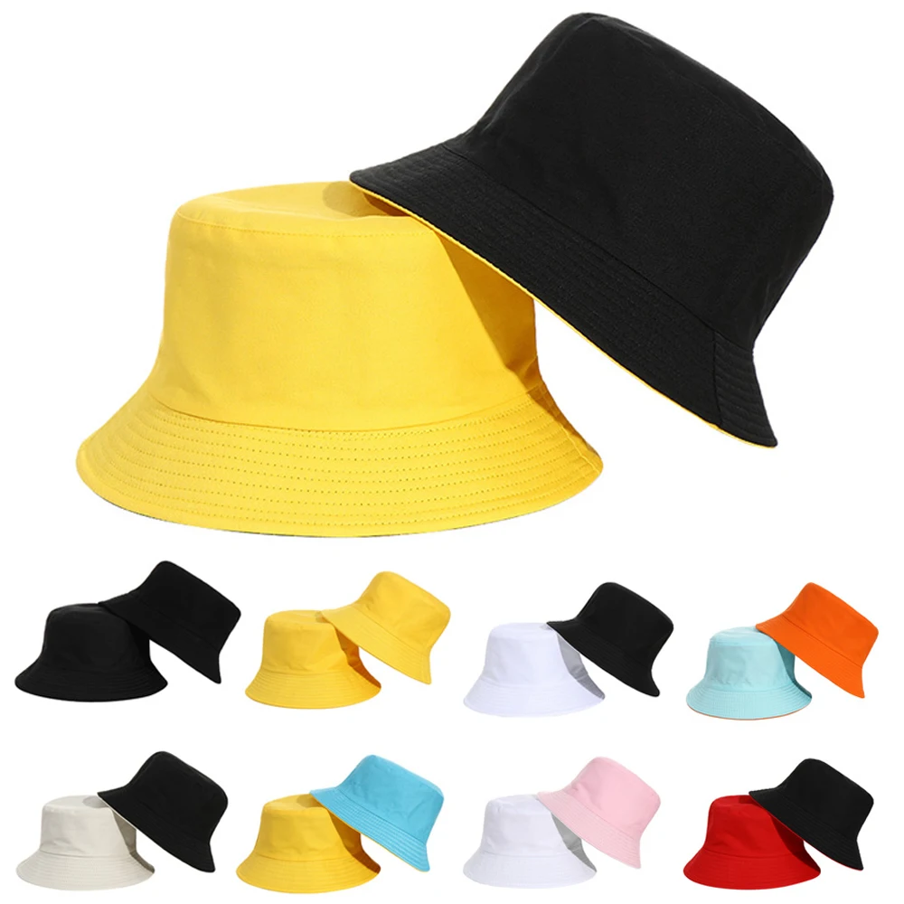 New Double-Sided Bucket Hat Women Men Beach Anti-UV Sun Hat Wide Brim Visors Foldable Portable Summer Fisherman Panama Cap