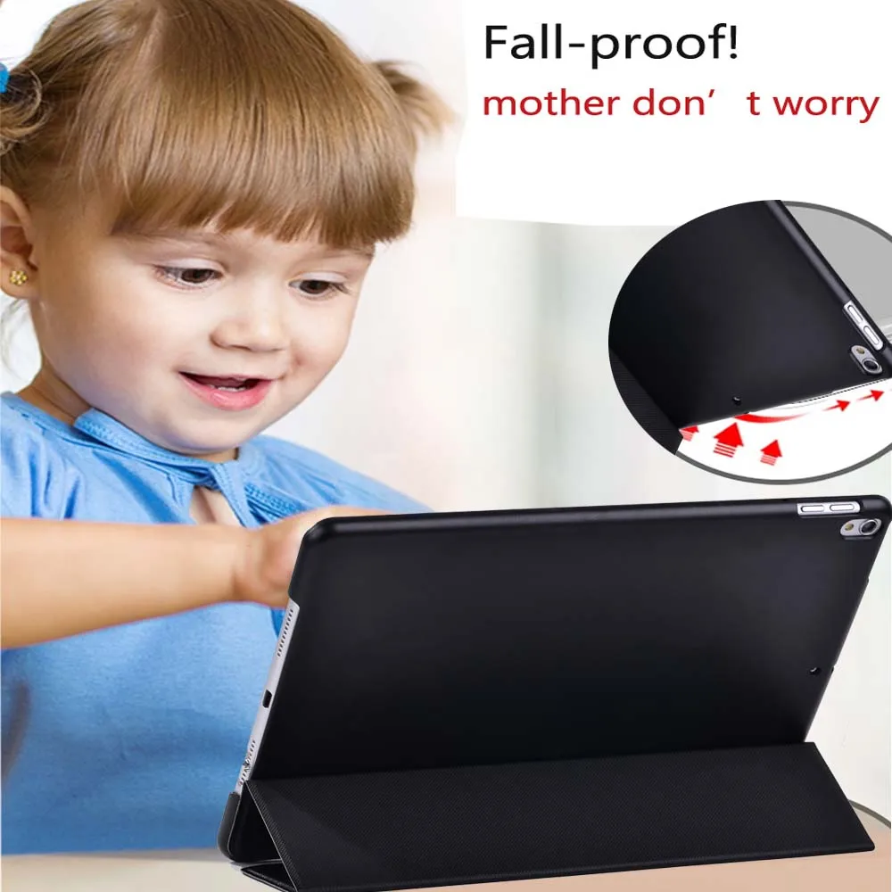 Capa dobrável de couro + película de vidro temperado para apple ipad, 7ª e 8ª geração, 10.2 polegadas, air 3, 10.5, 2019 pro, 10.5 polegadas