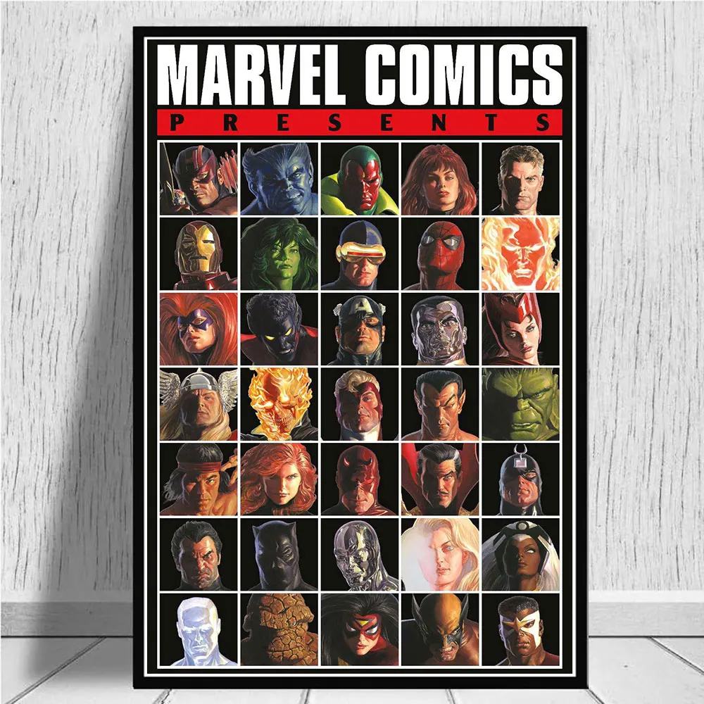 Marvel Comics-Póster de superhéroes vengadores, retrato de cabeza, cuadro impreso en lienzo, arte de pared para sala de estar, decoración del hogar