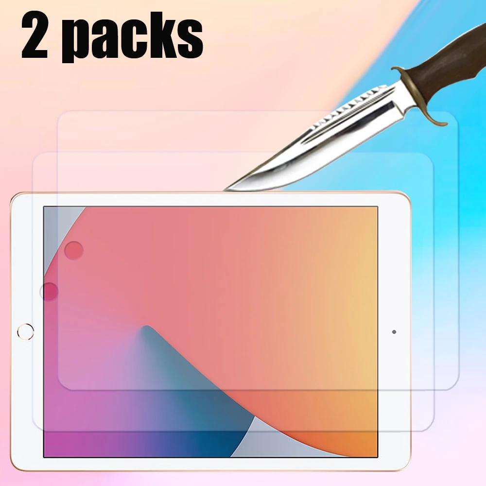 

2 packs temperd glass screen protector for iPad 10.2 2020 2019 2021 7th 8th 9th generation 9H 2.5D tablet screen protective film