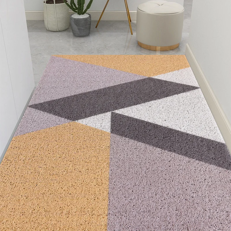 High-grade Geometric Door Mat Carpet PVC Anti-slip Porch Hallway Entrance Door Mats Kitchen Mat Bath Mat Can Be Cut Mats Carpet