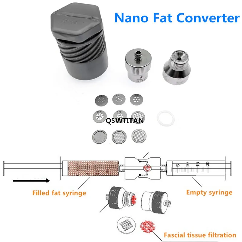 Conversor de nano filtro para lipoaspiração, ferramenta de liposucção a vácuo para enxerto de gordura