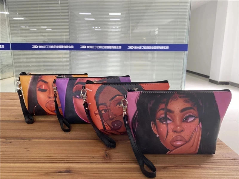 Polynesian Traditional Tribal Printed PU Leather Bandana Cosmetic Bag Customized Cosmetic Bag New Design Girl fashion handbag