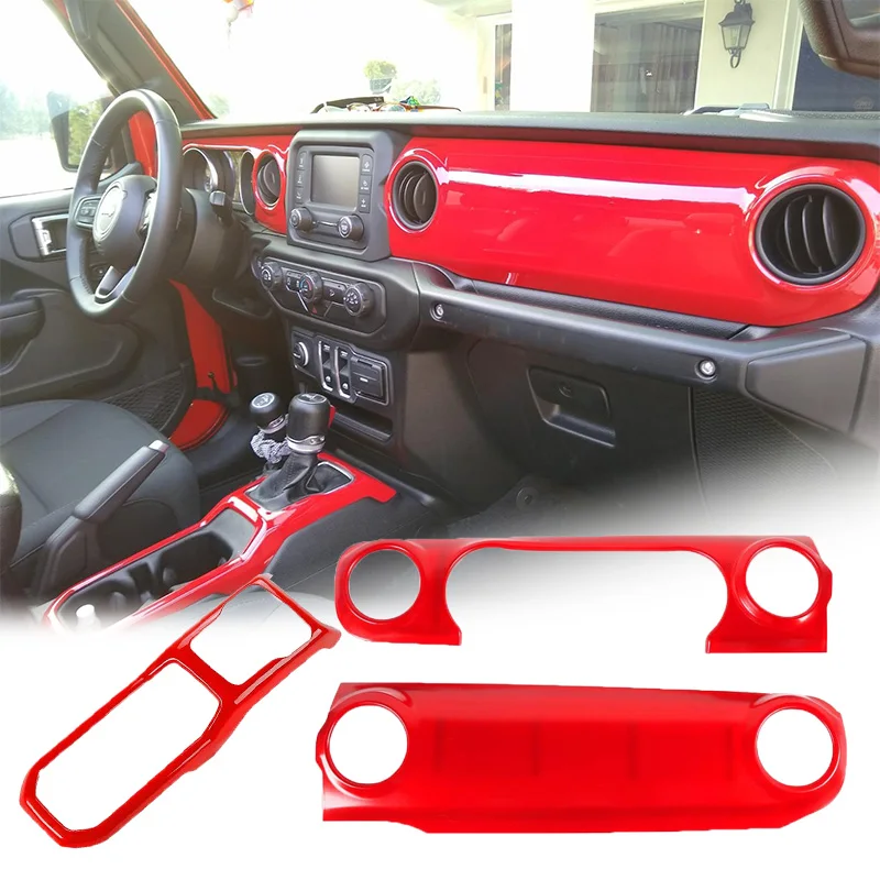 

Gear Trim Panel Car Center Console Panel Trim Cover Instrument Panel + Decoration Frame For Jeep Wrangler JL JLU Gladiator JT