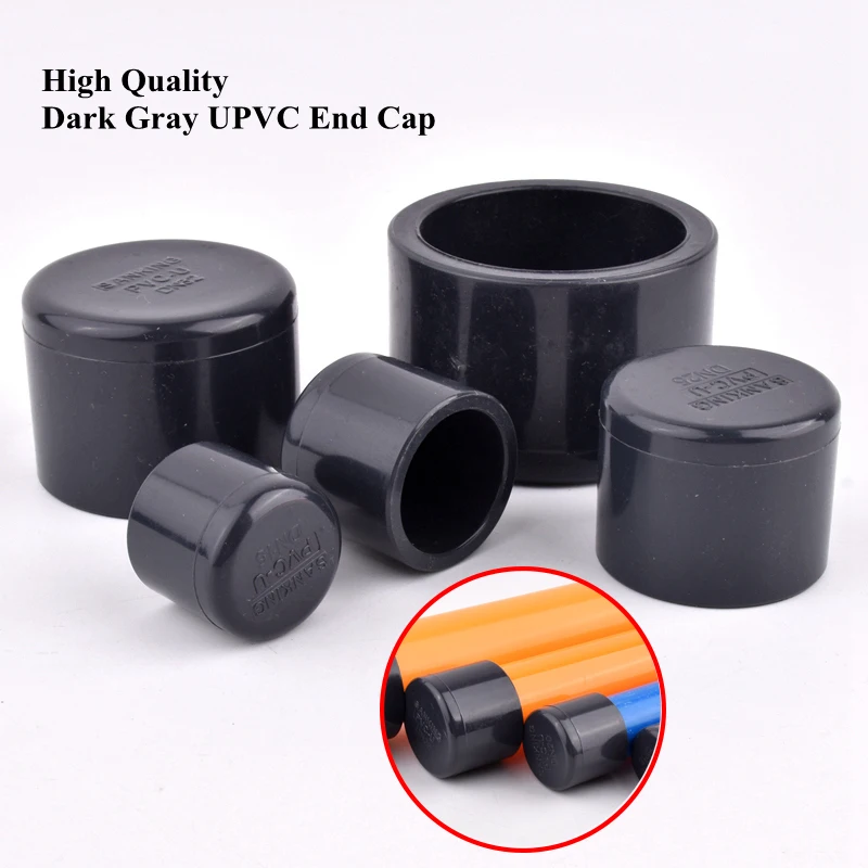 1 Piece ID.20~160mm UPVC End Cap Dark Gray Aquarium Tank Water Pipe Connector PVC Plug Watering Irrigation PVC Socket Tube Joint