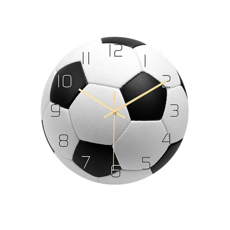 3D Vision Football Pattern Wall Clock For Boys Bedroom Decoration Acrylic Silent Pointer Clock Home Decor Sport Ball Clock Watch