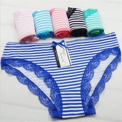 Hot Selling 1pc/Lot Fashion Striped Printed Briefs Cotton Women's Sexy Low-waist Panties Underwear 89043