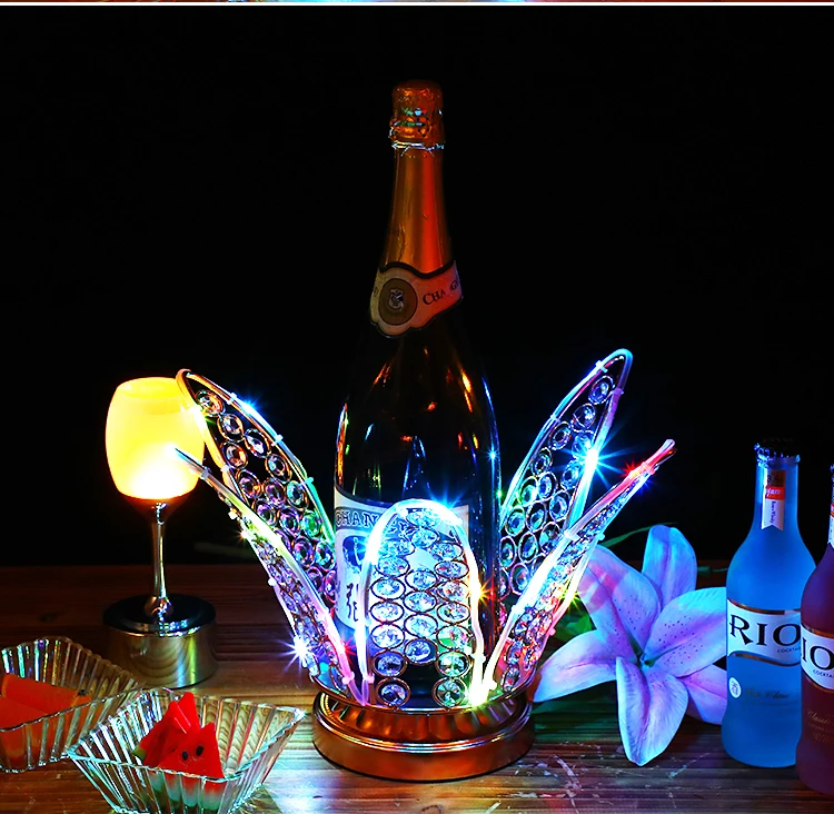 Lotus flower rechargeable LED Luminous Beer Wine Holder Glowing Champagne Cocktail Drinkware Holder disco party bar accessories