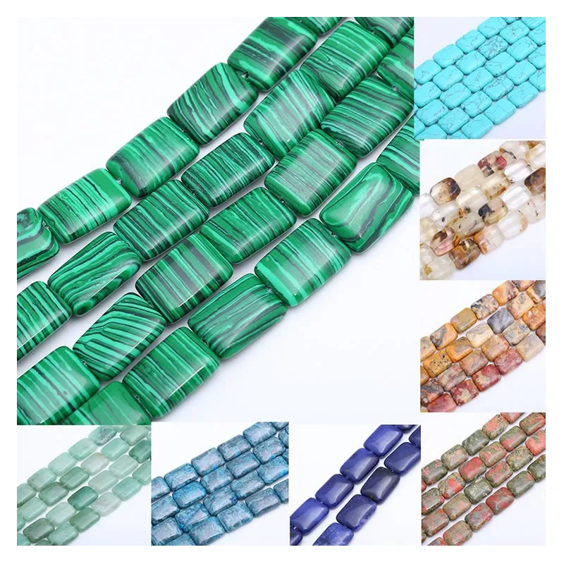 

13*18mm Natural Stone Colorful Agate Dongling Sandstone Rectangle Loose Beads for Jewelry Making DIY Hot Bracelet Necklace 15"