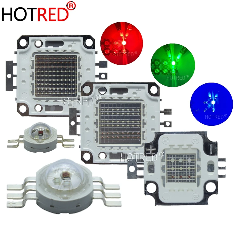 High Power LED Lamp Light Bulbs RGB / RGBW Chip 3W 10W 20W 30W 50W 100W Red Green Blue White Diode 3 10 20 30 50 100 W Watt COB