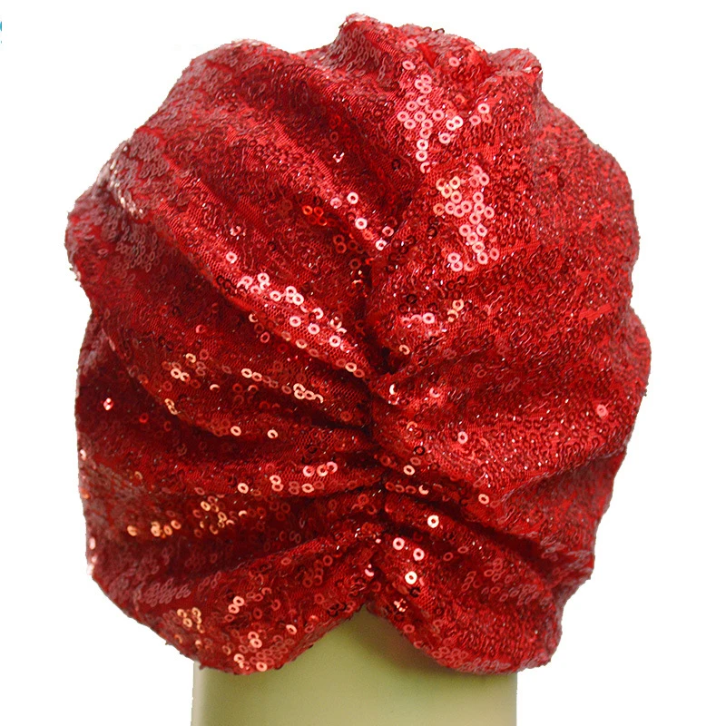 Gorro de lentejuelas musulmanas para mujer, turbante de algodón con lazo, Hijab, gorro, envoltura para la cabeza, gorros de quimio, accesorios para