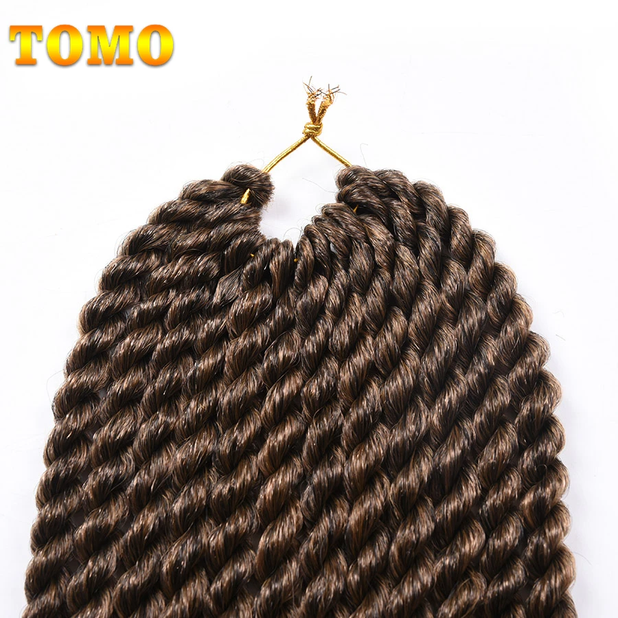 TOMO Jumbo Sénégal Xoắn Móc Tóc 12 "18" Ombre Nâu Đen Màu Tổng Hợp Móc Bện Làm Tóc 12 rễ