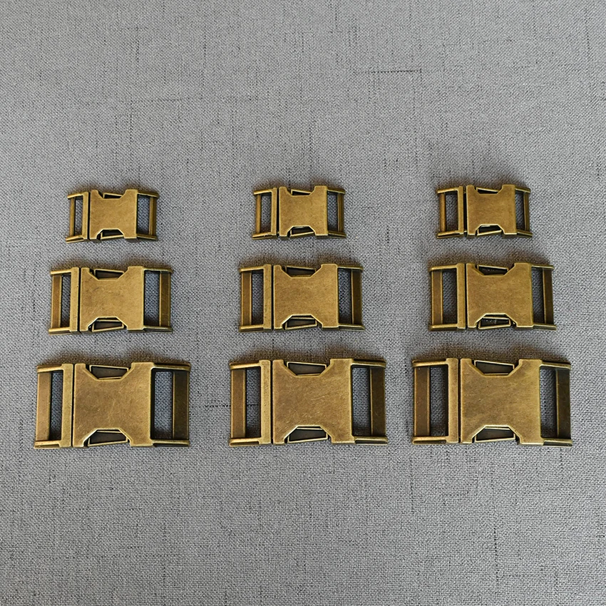 

50 Pcs/Lot 15mm 20mm 25mm Bronze Metal Quick Side Release Buckles for DIY Out Door Luggage Dog Collar Buckle Belt Accessories