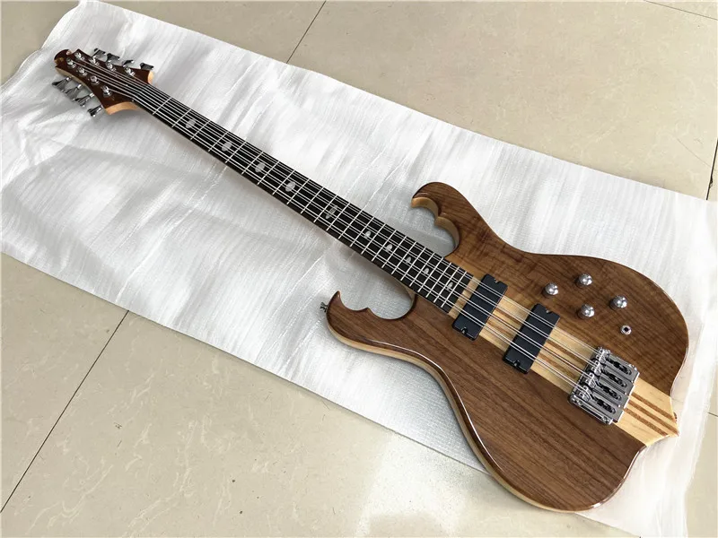 High quality custom edition 8 string walnut electric bass integrated link full body closed pickup free shipping