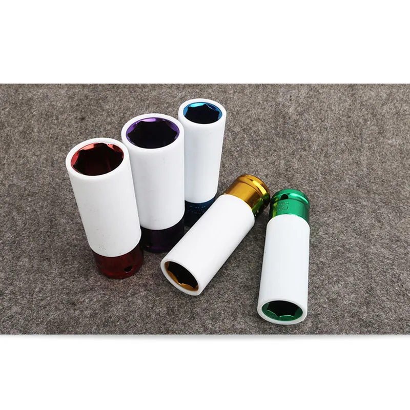 Juego de enchufes de impacto de 5 piezas, 15-22mm, 1/2 ", llave neumática alargada de CR-MO, cabeza hexagonal profunda de 1/2 enchufes, herramientas de reparación de automóviles