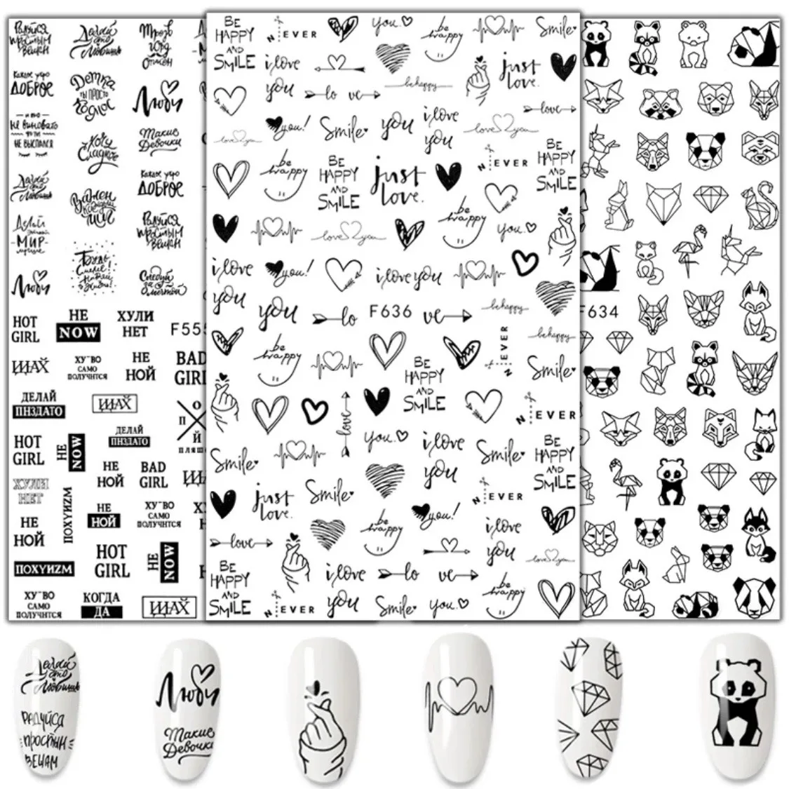 

2022 Newest 3D Nail Stickers Women Face Sketch Abstract Image Sexy Girl Nail Art Decor Sliders Manicure Stickers for Nails HL23