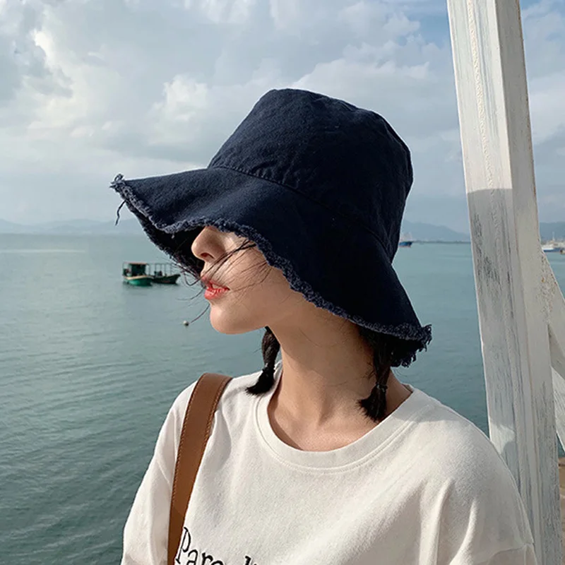 2020 New cotton Fashion Korean Casual Ladies Flat tassel Bucket cap Fisherman\'s caps Beach Tourism Hats Women Breathable sun Hat