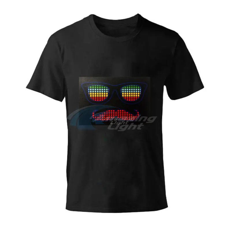 Sound Activated LED T Shirt Light Up And Down Flashing Equalizer Music Activated ELT-Shirt Unisex For Rock Disco Party DJ