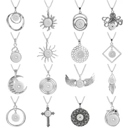Newest Snap Jewelry Necklaces Metal 18mm Snap Button Necklace for Women Snap Pendant Necklace DIY Accessories
