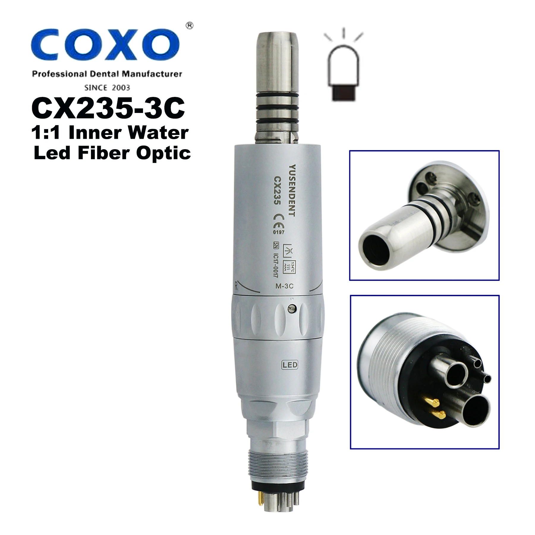 COXO YUSENDENT Dental 1:1 Inner Water Low Speed LED Fiber Optic Air Motor Handpiece 2 4 6 Hole Fit For ISO E type NSK KAVO