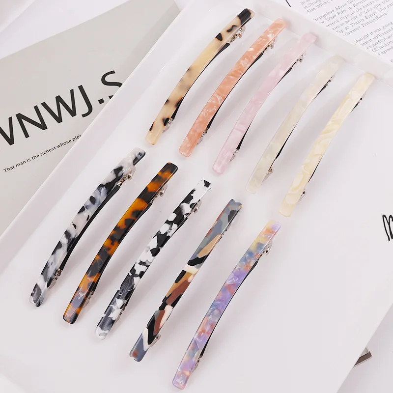 Fashion Women Leopard Acetate Geometric Hair Clips Vintage Hairpins Long Hair Barrette All Match Fashion Hair Accessories Gifts