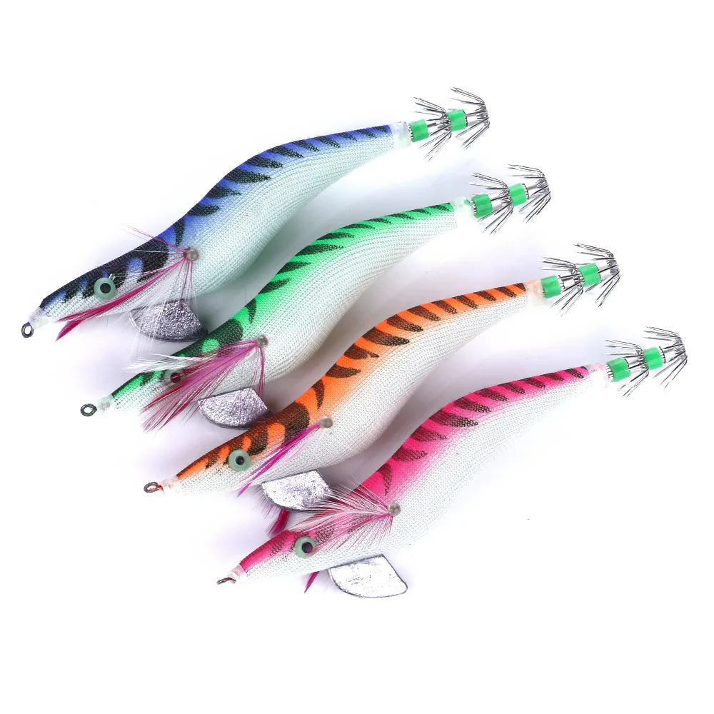 

20Pcs Squid Jigs 3.5# Wood Shrimp Artificial Jigging Squid Hook Trout Fishing Lure Fishing Tackle Squid Lure