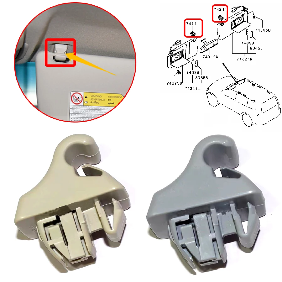 1Pc Car Sun Visor Hook Clip Bracket MR779704 MR779705 Beige/Gray For Mitsubishi Pajero Montero MK3 2000-2006 V73 V77 V93 V97