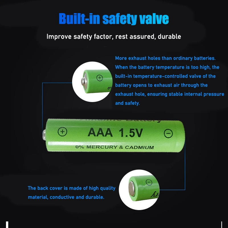 1.5V AAA 2100Mah อัลคาไลน์แบตเตอรี่แบบชาร์จไฟได้สำหรับของเล่นรีโมทคอนโทรลแบตเตอรี่