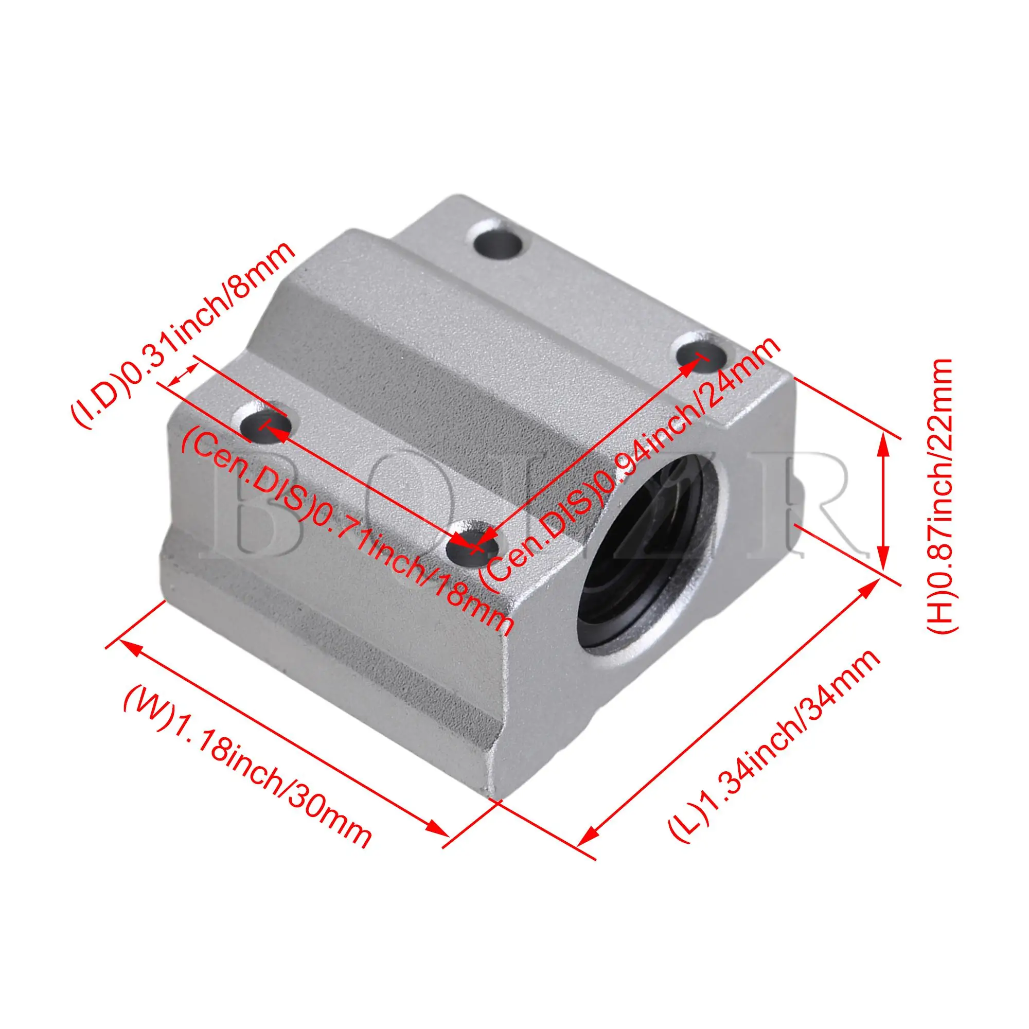 BQLZR 4pcs SC8UU Linear Motion Ball Bearing CNC Slide Bushing 34.5mm Length