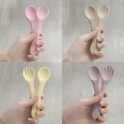BPA Free Soft Silicone Spoon Fork Baby Feeding Solid Food Spoon Toddlers Infant Accessories Dishes Tableware For Children