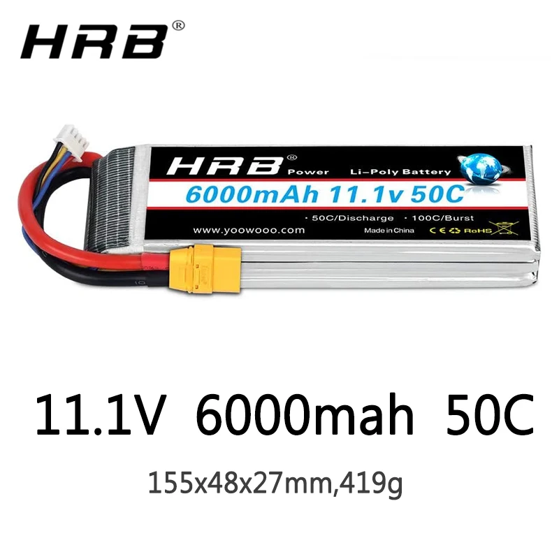 1 قطعة HRB يبو 3S بطارية 11.1 فولت 6000 مللي أمبير 50C XT60 XT90 XT90-S عمداء T EC5 أنثى هليكوبتر طائرة سيارة قارب RC أجزاء