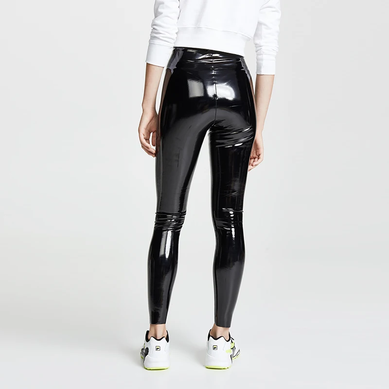 Faux Latex Pencil Pants Women Shiny Patent Leather Perfect Control Leggings Office Lady Seamless Leggings Bodycon Trouser Custom