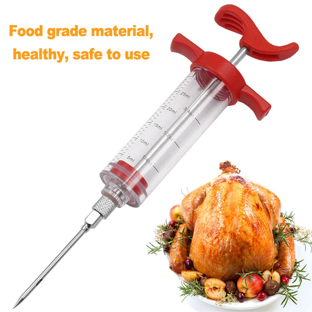 1Pcs BBQ Meat Syringe Marinade Injector Poultry Turkey Chicken Flavor Syringe Cooking Sauce Injection Tool Kitchen Accessories