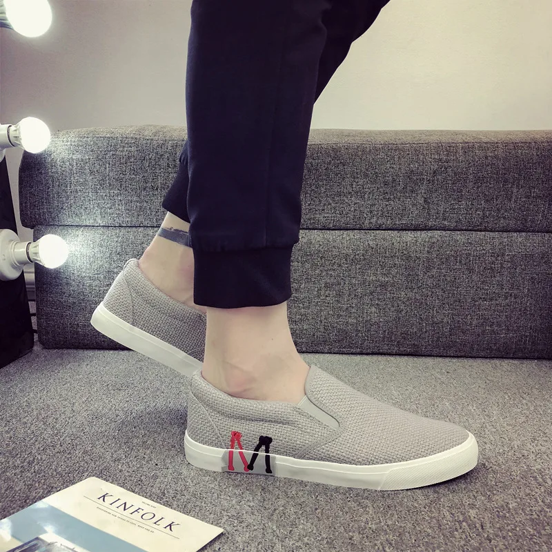 Shengxuanny New spring autumn breathable burlap flat canvas shoes men's shoes trend transparent bottom  low to help shoes