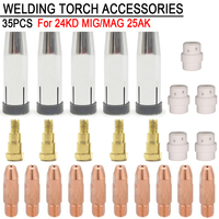 35Pcs 24KD Welding Torch Consumable 0.8/0.9/1.0/1.2mm MIG Torch Gas Nozzle Tip Holder Gas Diffuser of MIG MAG Welding Machine