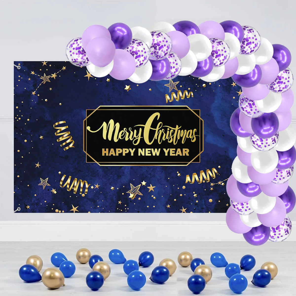 100PCS Blue Gold Agate Metallic Balloons Arch Kit Wedding Birthday Party Latex Gender Reveal Confetti Garland Decor Balaos