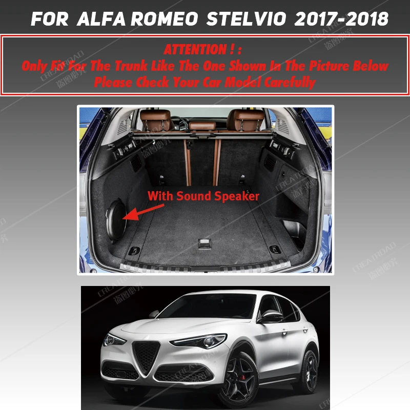 Car trunk mat for Alfa Romeo Stelvio 2017 2018 2019 2020 2021 cargo liner carpet interior accessories cover