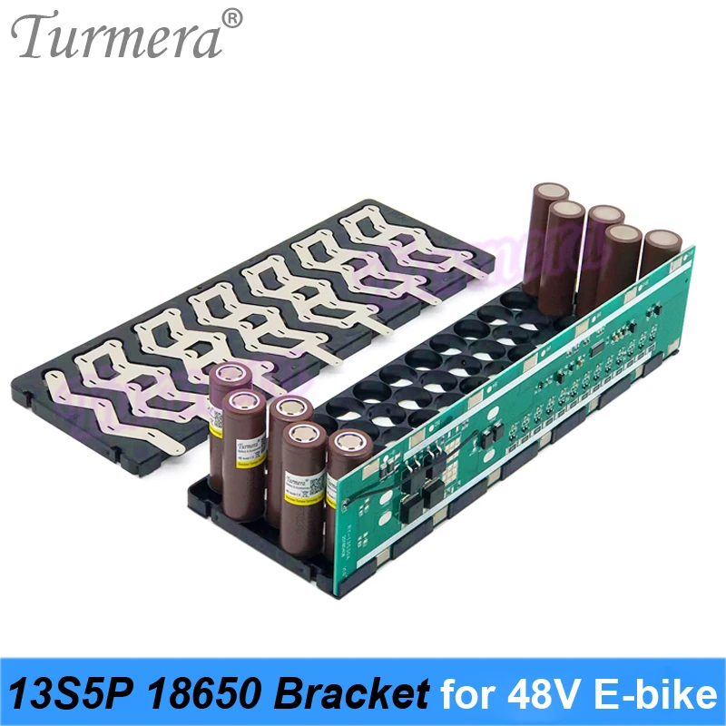 Turmera 48V Silver Fish Battery 13S5P 18650 Holder with 13S 15A Balancing BMS Welding Nickel for 52V Electric Bike Battery Use