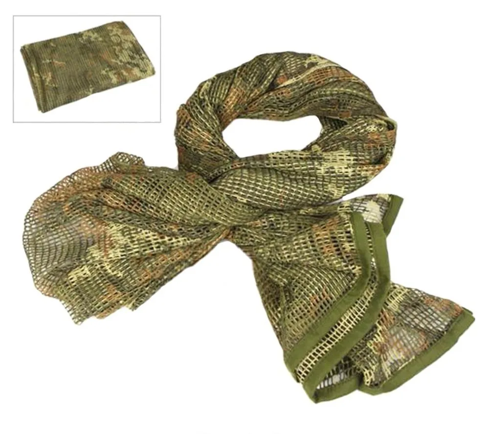 Military Camouflage Tactical Mesh Breathbale Scarf Sniper Face Veil Scarves For Camo Airsoft Hunting Cycling Neckerchief