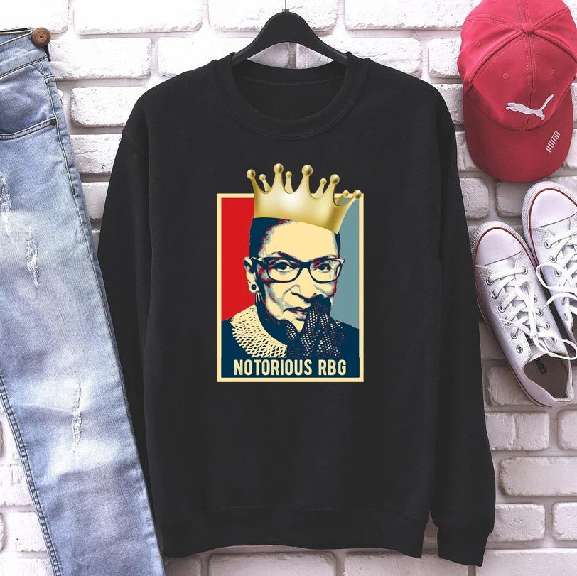 

Ruth Bader Ginsburg Sweatshirt Retro Notorius RBG Unisex Fleece Crewneck Sweatshirts Women's Equality Hoodies