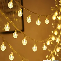 Guirnalda de luces LED impermeables para decoración interior del hogar, cadena de bolas de cristal de 1,5 M, 3M, 6M y 10M con alimentación USB, para Navidad y boda