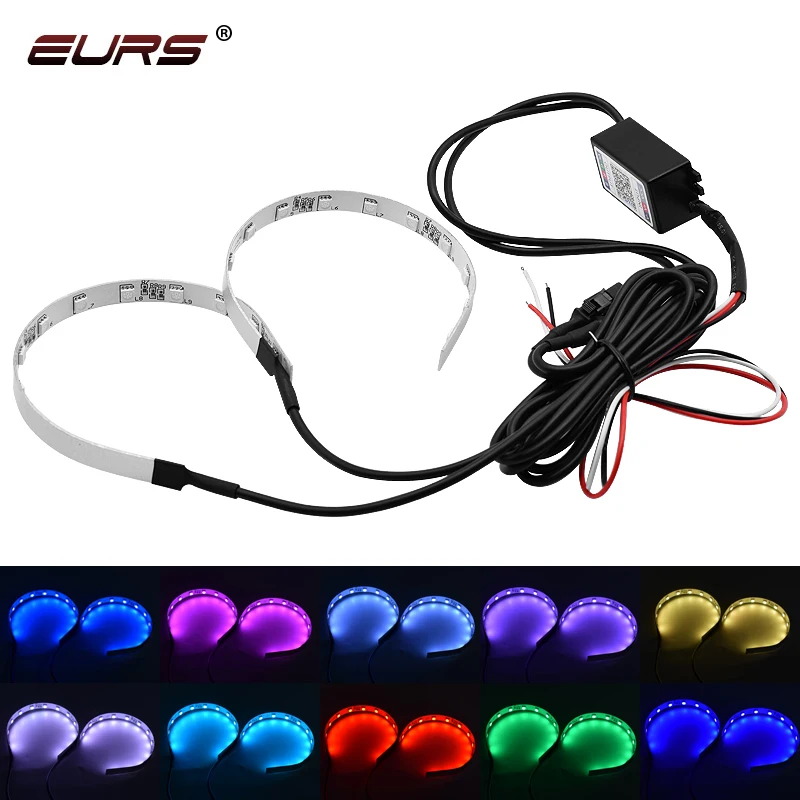 EURS APP control Car Led Devil Eye Demon Evil Eyes DRL LED RGB 2.5 3.0 Headlights Projector Lenscar Angel Eye Car Accessories