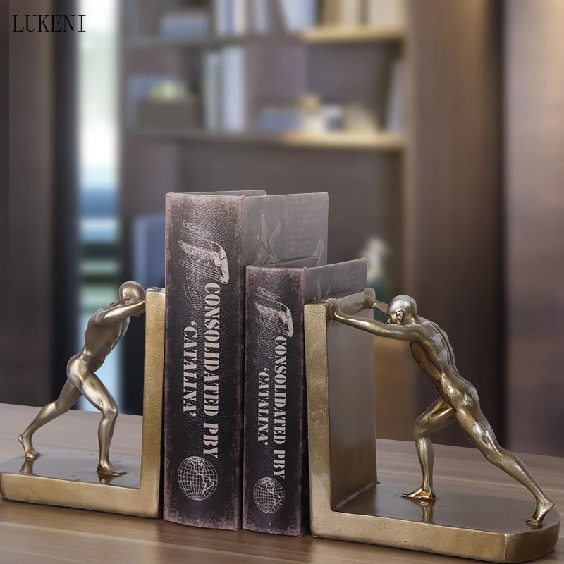 Nordic Simple and Creative Study Room Living Room Wine Cabinet Decoration Ornaments Sports People Bookends Books Rely on Books