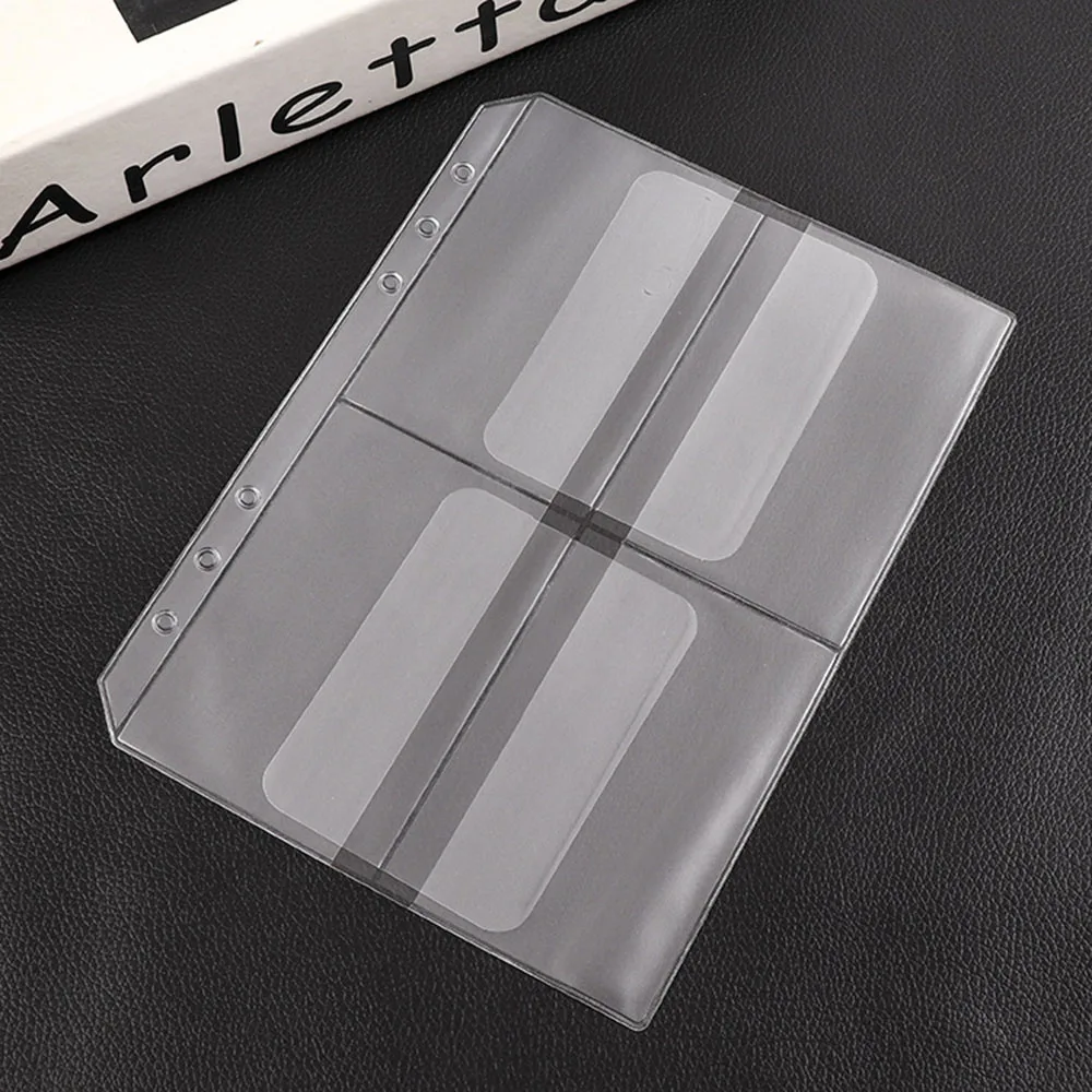 5pcs/Set  A5 A6 Transparent Storage Cards Holder Accessories PVC For Binder Rings Notebook 6 Hole Loose Leaf Filing Storgae Bags