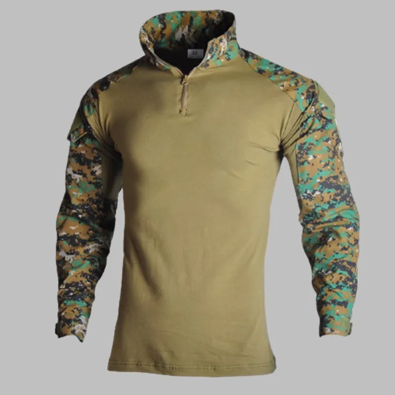 Men's Tactical Shirt Casual Long Sleeve Camouflage Training Quick-drying Top Jungle Field Gun Paintball Clothing Outdoor Top